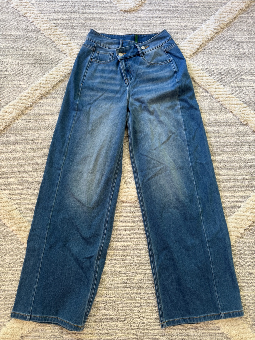Halara Flex™ Asymmetric Low Rise Zipper Pockets Baggy Wide Leg Jean